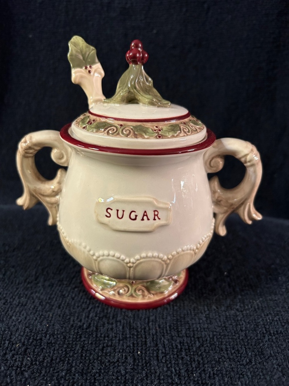 Grasslands Road Cream, Red and Green Decorative Sugar Jar
